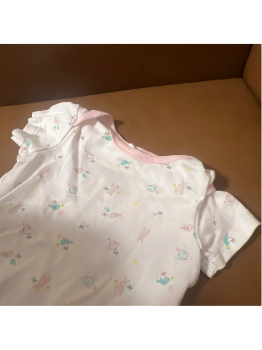 Baby Starting Out Bodysuit 6 Months White Pink Bunny Print